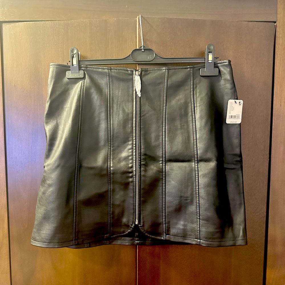Free People Layla Faux Leather Mini Skirt